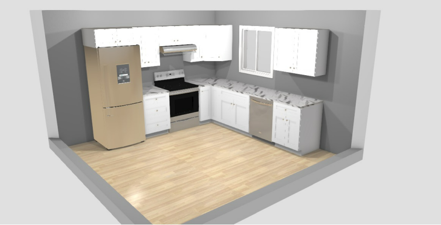 10x10 Modern White Kitchen Set