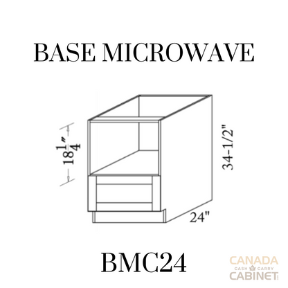 Modern White Base Microwave Cabinet 24 inches wide 24 inches deep 34.5 inches tall with White box and Modern White doors