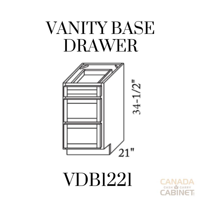 Modern White Vanity Drawer Base Cabinet 12 inches wide 21 inches deep 34.5 inches tall with White box and Modern White doors