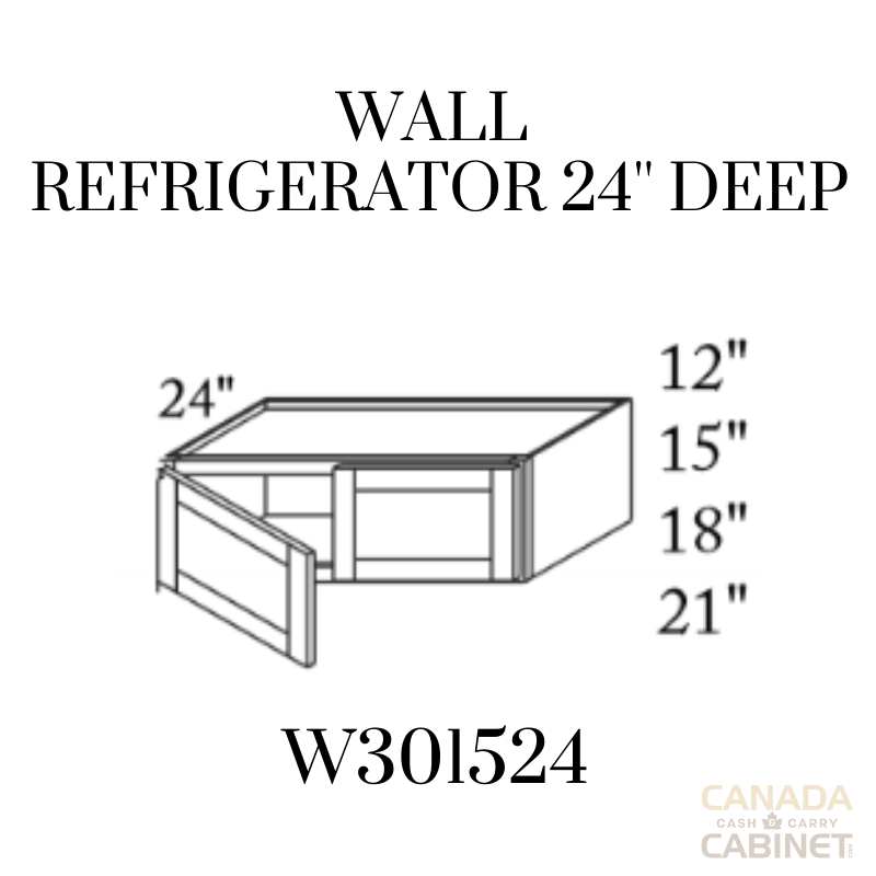 Modern White Wall Refrigerator Cabinet 30 inches wide 24 inches deep 15 inches tall with White box and Modern White doors
