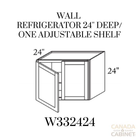 Modern White Wall Refrigerator Cabinet 33 inches wide 24 inches deep 24 inches tall with White box and Modern White doors